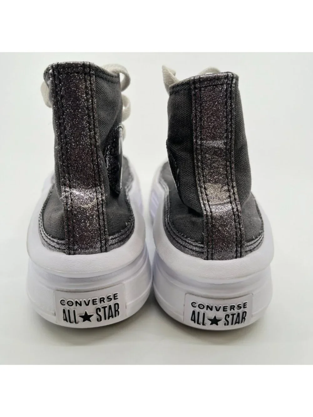 Converse Chuck Taylor All Star Move Girls Size 2Y Gray Glitter Shoes Sneakers
